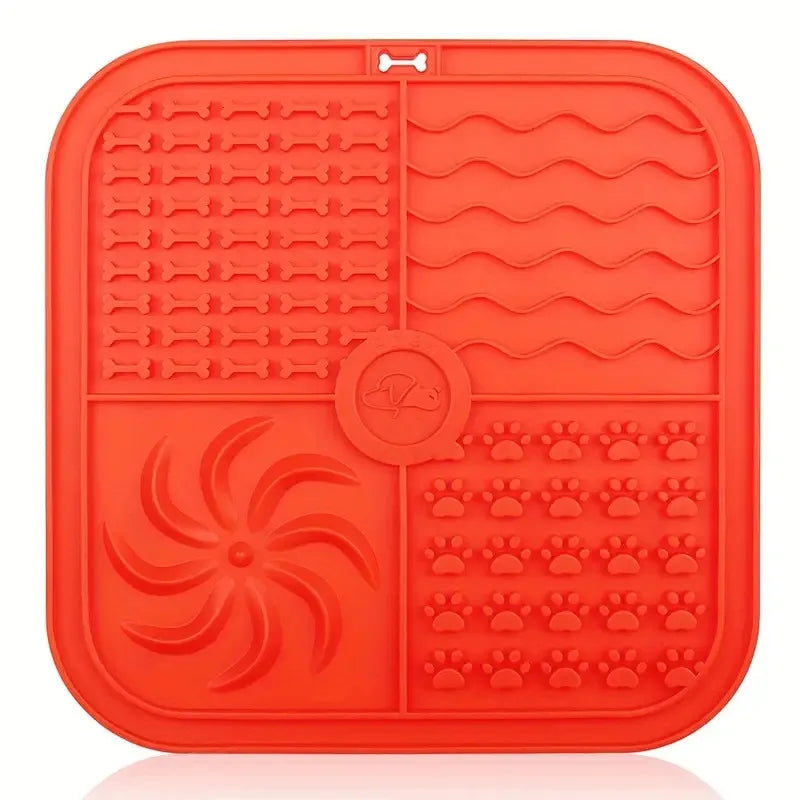 Silicone Dog Lick Mat with Suction Cups – Slow Feeder & Anxiety Relief Pad Square