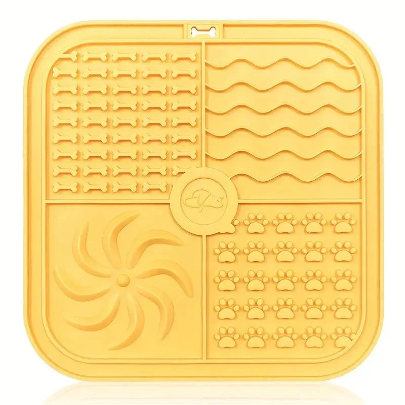 Silicone Dog Lick Mat with Suction Cups – Slow Feeder & Anxiety Relief Pad Square