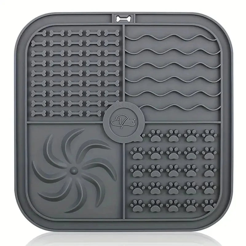 Silicone Dog Lick Mat with Suction Cups – Slow Feeder & Anxiety Relief Pad Square