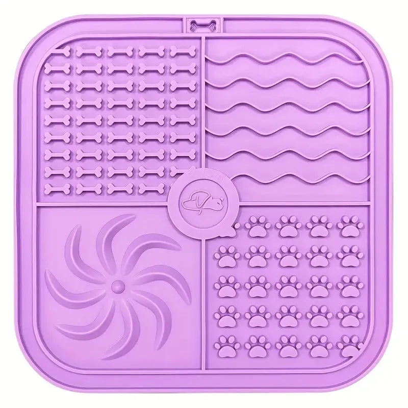 Silicone Dog Lick Mat with Suction Cups – Slow Feeder & Anxiety Relief Pad Square