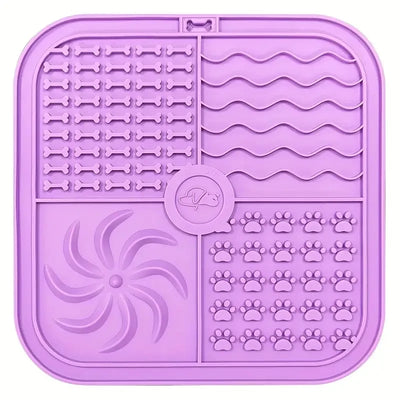 Silicone Dog Lick Mat with Suction Cups – Slow Feeder & Anxiety Relief Pad Square