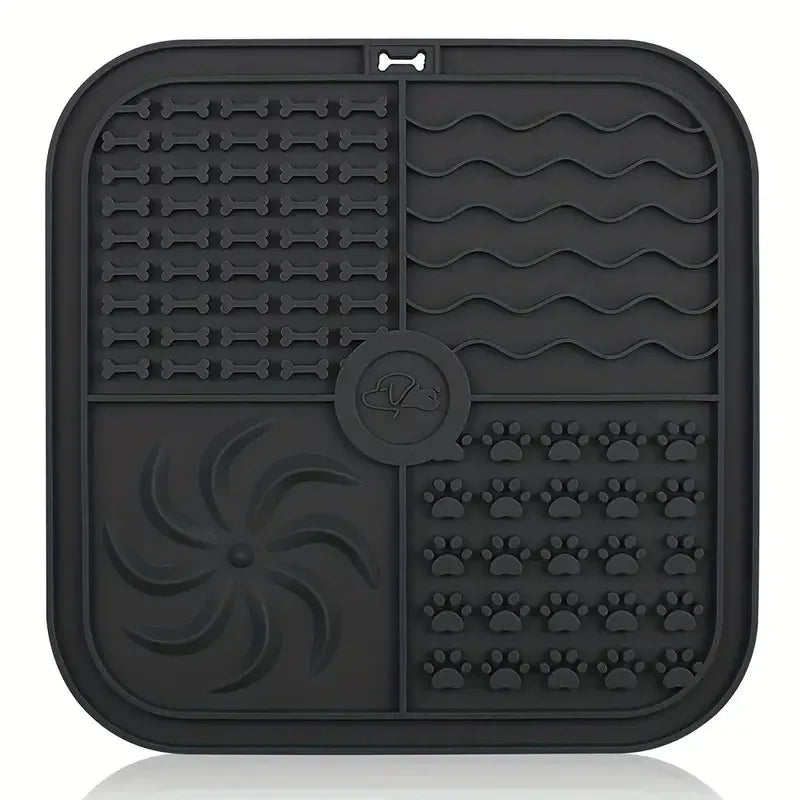 Silicone Dog Lick Mat with Suction Cups – Slow Feeder & Anxiety Relief Pad Square