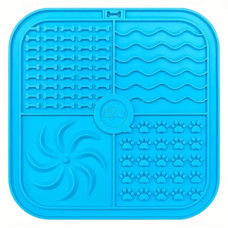 Silicone Dog Lick Mat with Suction Cups – Slow Feeder & Anxiety Relief Pad Square